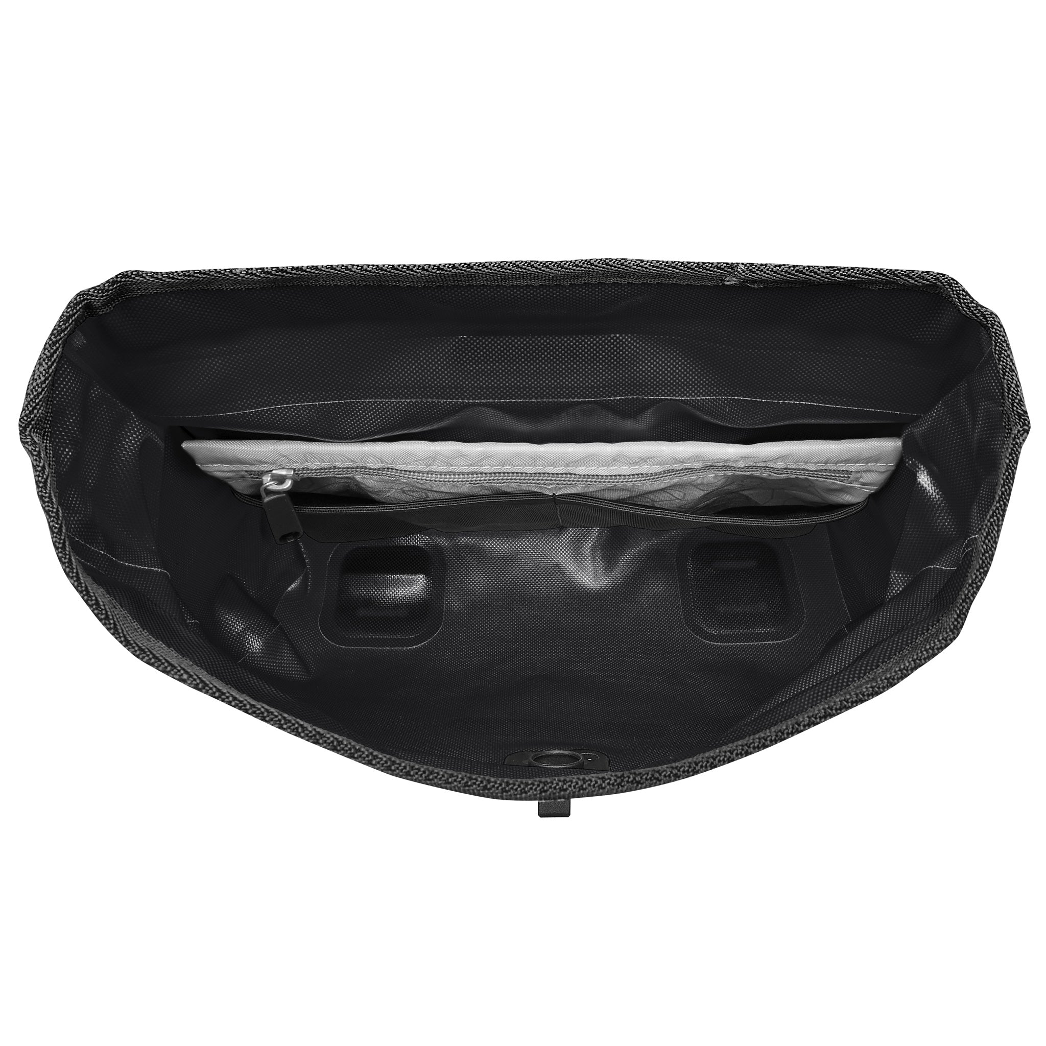 Innenansicht der ORTLIEB Velo-Sling Flex in black 2.5 Liter mit Reißverschlussfach