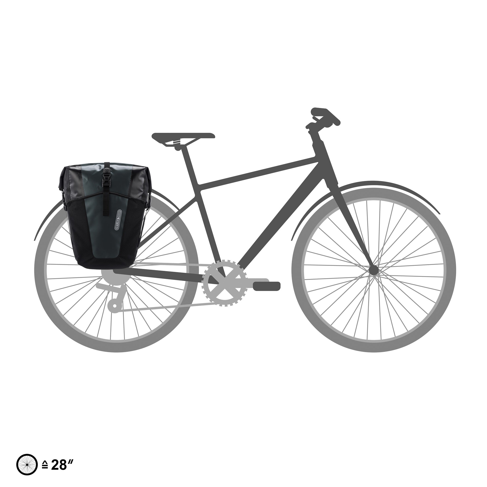 ORTLIEB Back-Roller XL QL2.2 in asphalt - black montiert am Fahrradgepäckträger für Tourenrad
