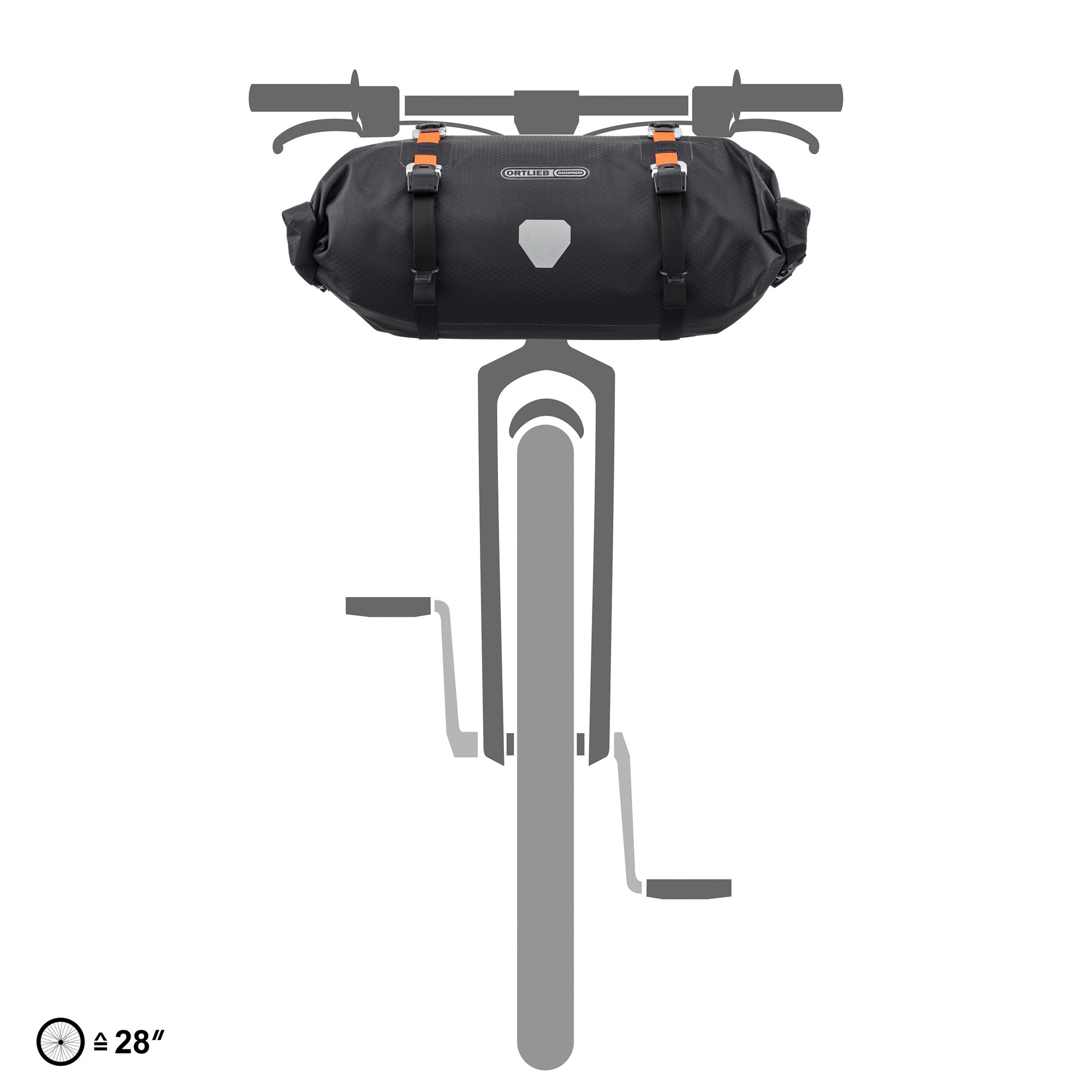 Darstellung des ORTLIEB Handlebar-Pack Flex in black-matt montiert am Fahrradlenker
